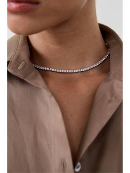 Heaven Mayhem - Lab Grown Women's Diamond-Like Embellished Tennis Necklace Silver