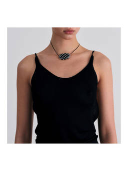 Heaven Mayhem - Julia Net Women's Adjustable Waxed Cord Pendant Necklace Black