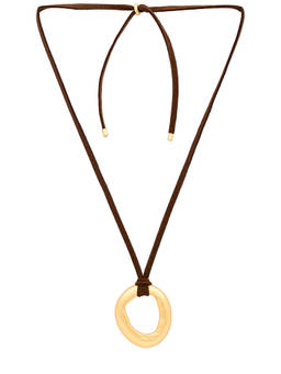 Heaven Mayhem - Mini Women's Faux Suede Drawcord Pendant Necklace Brown