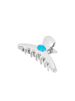 LELET NY - Stone Detail Women's Hinge Closure Metal Claw Clip Turquoise