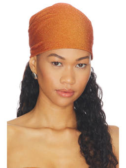 Mariandree Gaitan - Metallic Thread Women's Lightweight Knit Head Scarf Orange