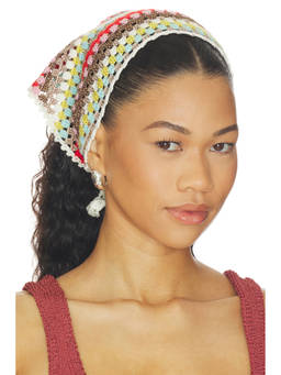 My Beachy Side - Multi Striped Women's Self-Tie Crochet Bandana Head Scarf Multi-Color