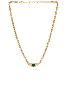 petit moments - Emerald Women's Gold-Tone Stone Detail Necklace Gold