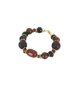 Ronny Kobo - Beaded Women's Lobster Clasp Charm Bracelet Brown