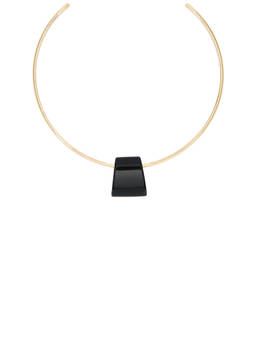 Ronny Kobo - Gold-Tone Women's Statement Open Cuff Choker Necklace Black