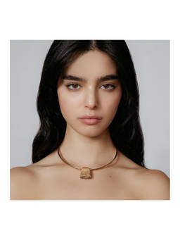 Ronny Kobo - Bengali Women's Open Cuff Tiger Eye Stone Choker Gold