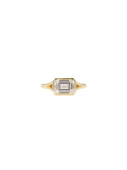 SHASHI - Emerald Cut Women's Bezel Set Crystal Ring Gold