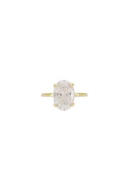 SHASHI - Oval Travel Women's Statement Clear Crystal Ring Gold