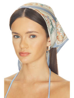 Tularosa - Printed Women's Self-Tie Square Head Scarf Ivory