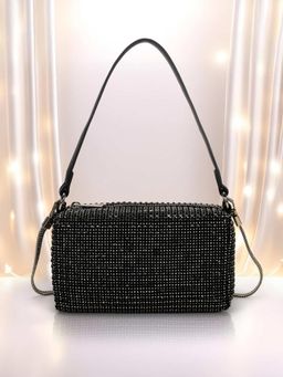 Mochi - Women Black Embellished Sequined Shoulder Bag