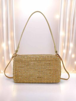 Mochi - Women Gold Embellished Sequined Shoulder Bag