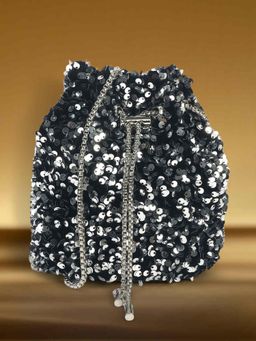 Mochi - Women Black Sequined Potli Bag