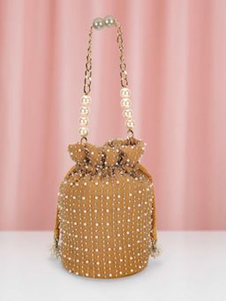 Mochi - Women Beige Embellished Potli Bag