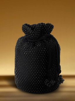 Mochi - Women Black Embellished Potli Bag