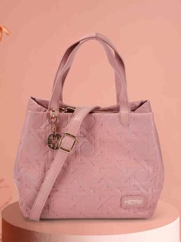 Metro - Women Pink Textured Handbag with Detachable Strap