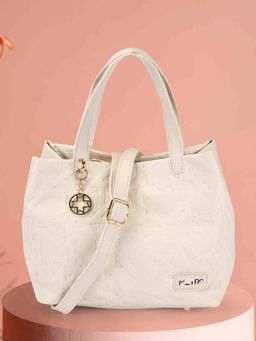Metro - Women Off White Textured Handbag with Detachable Strap