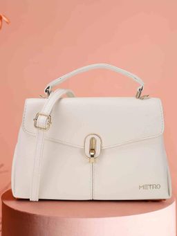 Metro - Women Off White Satchel Bag with Detachable Strap