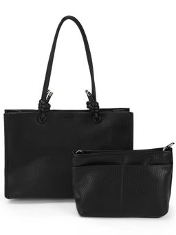 Mochi - Women Black Tote Bag with Pouch
