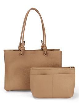 Mochi - Women Beige Tote Bag with Pouch