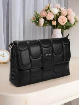 Mochi - Women Black Quilted Shoulder Bag with Detachable Strap