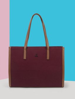 Mochi - Women Maroon Solid Tote Bag