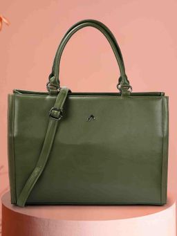 Metro - Women Olive Solid Tote Bag with Detachable Strap