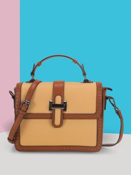 Mochi - Women Vivara Beige Colorblock Sling Bag