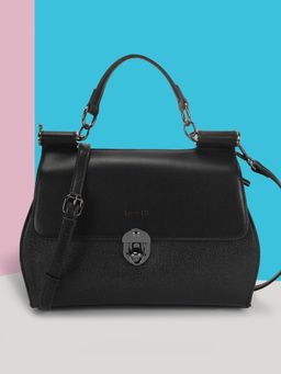 Mochi - Women Black Satchel Bag with Detachable Strap