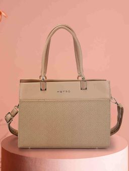 Metro - Women Beige Satchel Bag with Detachable Strap