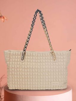 Metro - Women Off White Textured Tote Bag