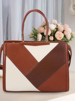 Mochi - Women Brown Colorblock Handbag with Detachable Strap