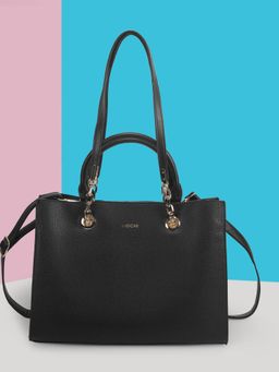 Mochi - Women Black Solid Tote Bag with Detachable Strap