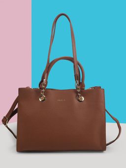 Mochi - Women Brown Solid Tote Bag with Detachable Strap