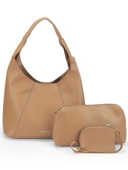 Metro - Women Beige Handbag with Pouch