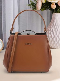 Mochi - Women Brown Solid Handbag with Detachable Strap