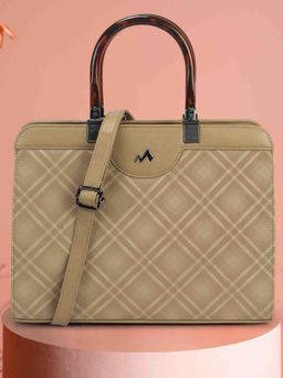 Metro - Women Beige Satchel Bag with Detachable Strap