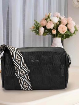 Metro - Women Black Textured Sling Bag