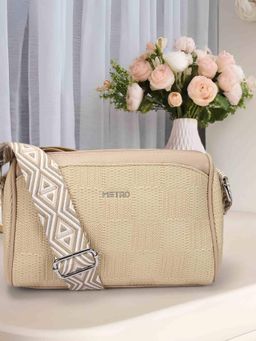Metro - Women Beige Textured Sling Bag