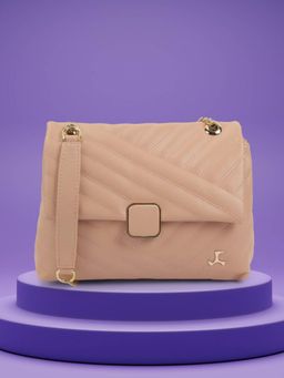 Mochi - Women Peach Faux Leather Quilted Sling Bag