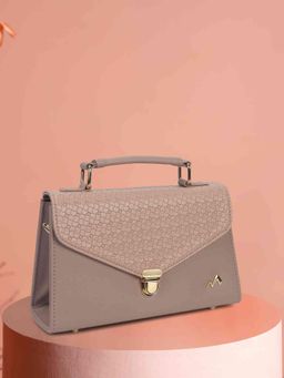 Metro - Women Mauve Textured Satchel Bag with Detachable Strap