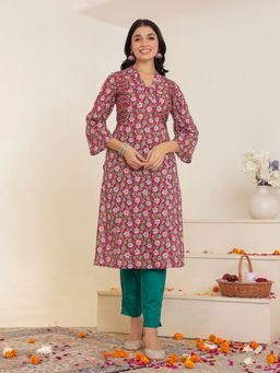 GULAB CHAND TRENDS - Women Purple Floral Kurta
