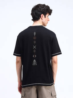 Flying Machine - Men Black Relaxed Fit Printed T-shirt