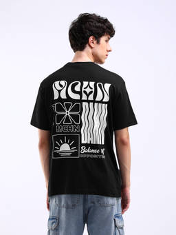 Flying Machine - Men Black Graphic Printed Relaxed Fit T-shirt