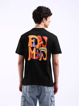 Flying Machine - Men Black Graphic Printed Relaxed Fit T-shirt