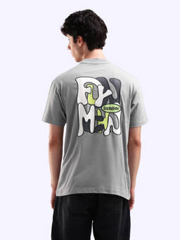 Flying Machine - Men Grey Graphic Printed Relaxed Fit T-shirt