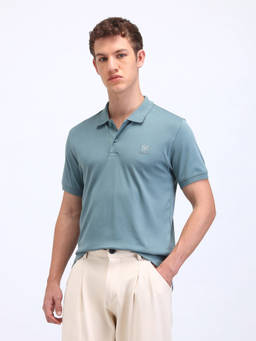 Flying Machine - Men Blue Solid Regular Fit Polo T-shirt