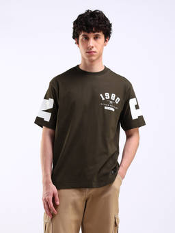 Flying Machine - Men Brown Typography Printed Relaxed Fit T-shirt