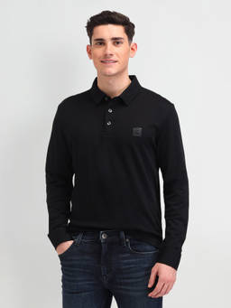 U.S. Polo Assn. Denim Co. - Men Black Solid Polo T-shirt