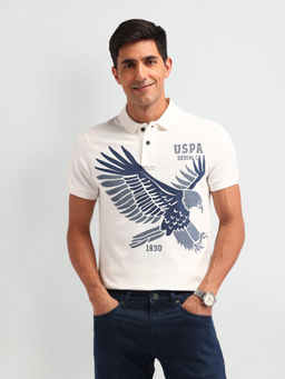 U.S. Polo Assn. Denim Co. - Men White Graphic Printed Polo T-shirt