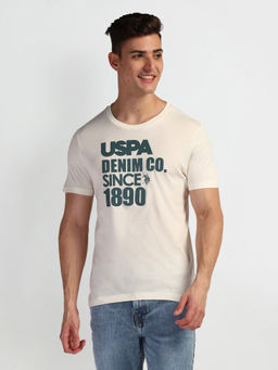 U.S. Polo Assn. Denim Co. - Men White Typography Printed T-shirt